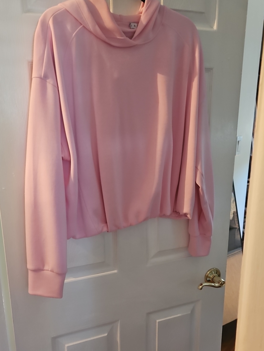Light Pink Women's Hooded Pullover Top